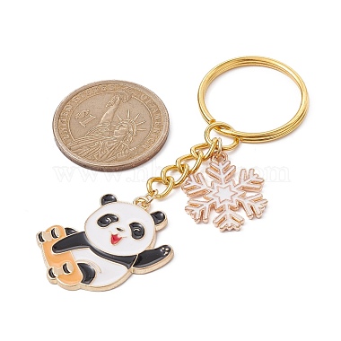 Porte-clés pendentif en émail en alliage de flocon de neige et de panda(KEYC-JKC00630-04)-2