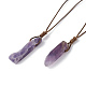 Natural Amethyst Nugget Pendant Necklace with Waxed Cord for Women(NJEW-F306-01B)-1
