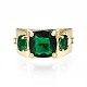 Зеленое кубическое циркониевое прямоугольное массивное открытое кольцо-манжета для женщин(RJEW-N035-095)-1