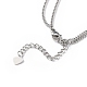 Clear Cubic Zirconia Heart with Padlock Pendant Necklace(NJEW-L170-06P)-4