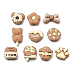 Opaque Resin Imitation Chocolate Cabochons, Mixed Shapes, Camel, 17~30.5x17~28x6~8mm(RE-CBADCDD-01)