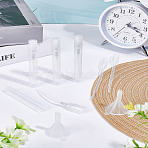 4Pcs Plastic Perfume Spray Bottles, with Dust Cap, Travel Fine Mist Atomizer, Refillable Bottle, Column, 2Pcs Transparent Plastic Funnel Hopper and 2Pcs Disposable Plastic Transfer Pipettes, Clear, 1.15x9.9cm, Capacity: 5ml(0.17fl. oz)(AJEW-LP0004-30)