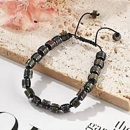 Adjustable Natural Dragon Blood and Non-magnetic Synthetic Hematite Braided Bead Bracelets, Inner Diameter: 1-3/4~2-7/8  inch(4.5~7.3cm)(BJEW-Z090-01L)