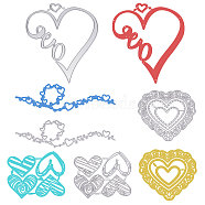 4Pcs 4 Styles Valentine's Day Carbon Steel Cutting Dies Stencils, for DIY Scrapbooking/Photo Album, Decorative Embossing DIY Paper Card, Heart Pattern, Matte Stainless Steel Color, 76~145x40~104x0.8~1mm, 1pc/style(DIY-GF0006-65)