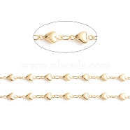 Brass Heart Link Chains, with Spool, Soldered, Long-Lasting Plated, Real 18K Gold Plated, 8.5x4.5x2.5mm, about 32.8 Feet(10m)/roll(CHC-E021-11A)