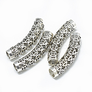 Thai 925 Sterling Silver Tube Beads, Carved 925, with Copper Cash Pattern, Antique Silver, 38x7mm, Hole: 6mm(STER-T002-30AS)