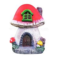 Wood Elf Fairy Door Figurines Ornaments, for Garden Courtyard Tree Decoration, Crimson, 100x70mm(WG51048-07)