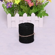 Lace Linen Rolls, Jute Ribbons For Craft Making, Black, 60mm; 2m/roll(DIY-WH0023-09G)