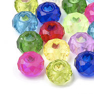 Acrylic Beads, Large Hole Beads, Faceted, Rondelle, Mixed Color, 13~14x8~8.5mm, Hole: 5.5mm(GPDL-S041-M)
