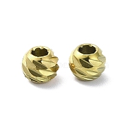 Ion Plating(IP) 316 Stainless Steel Beads, Diamond Cut, Round, Real 18K Gold Plated, 5x4mm, Hole: 2mm(STAS-H191-09G)
