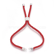 Cotton Cord Bracelet Making, with Brass Findings, Flat Round with Tree of Life, Red, 8-5/8 inch(22cm), Hole: 2mm(KK-F758-03F-P)