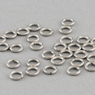 304 Stainless Steel Open Jump Rings, Stainless Steel Color, 21 Gauge, 4x0.7mm, Inner Diameter: 2.6mm(A-STAS-Q186-02-4X0.7mm)