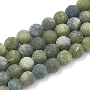 Natural Xinyi Jade/Chinese Southern Jade Beads Strands, Frosted, Round, 6mm, Hole: 1mm, about 63pcs/strand, 15.5 inch(G-T106-070)
