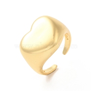 Brass Open Cuff Rings, Heart Signet Rings, Real 18K Gold Plated, Inner Diameter: 18mm(RJEW-P098-09G)