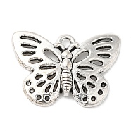 Alloy Pendants, Cadmium Free & Lead Free, Butterfly, Antique Silver, 18x25x2mm, Hole: 1mm(PALLOY-DA10-1574-AS-LF)