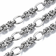 304 Stainless Steel Byzantine Chains, with Spool, Unwelded, Stainless Steel Color, 13.5x10x1.9mm, about 16.4 Feet(5m)/roll(CHS-S008-006P)