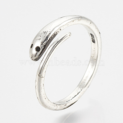 Adjustable Alloy Finger Rings, Snake, Antique Silver, Size 6mm, 16mm(RJEW-N027-03)