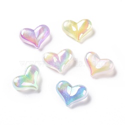 UV Plating Rainbow Iridescent Acrylic Beads, with Glitter Powder, Heart, Mixed Color, 16.5x22.5x9mm, Hole: 1.6mm(X1-OACR-C010-01)