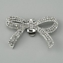 Alloy Crystal Rhinestone Wedding Shoe Decorations, Detachable Shoe Buckle Clips, Bowknot, 39x62x5mm(FIND-WH0120-80A-P)