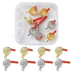 8Pcs 2 Colors Rack Plating Alloy Stud Earring Findings, with 925 Sterling Silver Pins & 20Pcs Plastic Ear Nuts, Platinum & Light Gold, Half Round, 15x11x5.5mm, Hole: 2mm, Pin: 0.6mm, 4Pcs/color(FIND-YW0003-82B)