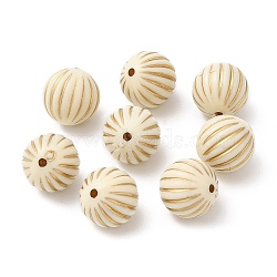 Plating Acrylic Beads, Golden Metal Enlaced, Round, Beige, 12mm, Hole: 1.4mm, about 490pcs/500g(OACR-C016-10)