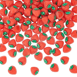 100Pcs Translucent Epoxy Resin Decoden Cabochons, Strawberry, Red, 14x13x7mm(CRES-DC0001-01)