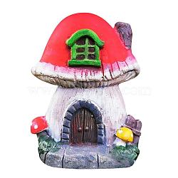 Wood Elf Fairy Door Figurines Ornaments, for Garden Courtyard Tree Decoration, Crimson, 100x70mm(WG51048-07)