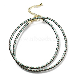 Polyester Cord Braided Necklace Makings, with Brass Findings, Stainless Steel Clasps, Long-Lasting Plated, Golden, Turquoise, 18-3/4 inch(47.5cm)(MAK-L043-03G-11)