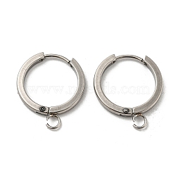201 Stainless Steel Huggie Hoop Earrings Findings, with Vertical Loop, with 316 Surgical Stainless Steel Earring Pins, Ring, Stainless Steel Color, 18x2mm, Hole: 2.7mm, Pin: 1mm(STAS-A167-01D-P)