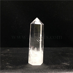 Point Tower Natural Quartz Crystal Home Display Decoration, Healing Stone Wands, for Reiki Chakra Meditation Therapy Decos, Hexagon Prism, 80~90mm(PW23030647367)