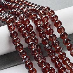 Drawbench Transparent Glass Beads Strands, Spray Painted, Round, Saddle Brown, 6mm, Hole: 1.3~1.6mm, 31.4 inch(GLAD-Q012-6mm-21)
