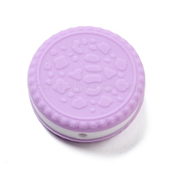 Cookie Food Grade Eco-Friendly Silicone Focal Beads, Chewing Beads For Teethers, DIY Nursing Necklaces Making, Violet, 26.5x10mm, Hole: 2mm(SIL-C007-03E)