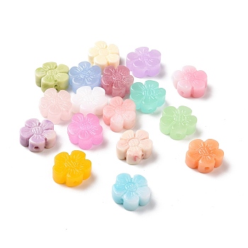 Synthetic Coral Beads, Dyed, Flower, Mixed Color, 13.5x13x6mm, Hole: 1.5mm
