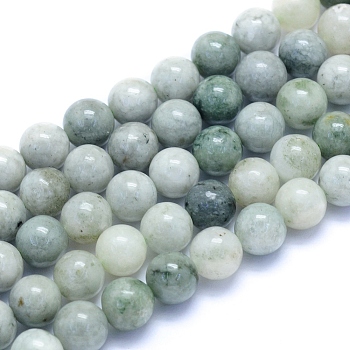 Natural Myanmar Jade/Burmese Jade Beads Strands, Round, 8mm, Hole: 0.7mm, about 49pcs/strand, 15.75 inch(40cm)