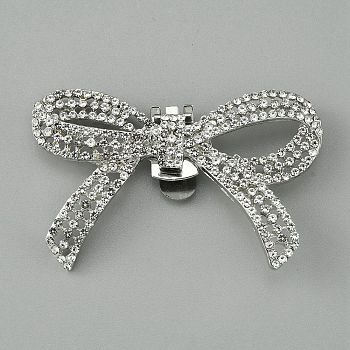 Alloy Crystal Rhinestone Wedding Shoe Decorations, Detachable Shoe Buckle Clips, Bowknot, 39x62x5mm