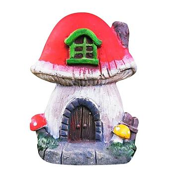 Wood Elf Fairy Door Figurines Ornaments, for Garden Courtyard Tree Decoration, Crimson, 100x70mm