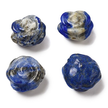 Natural Lapis Lazuli Carved Beads, Flower, 17x17.5~19x10.5~12mm, Hole: 0.8mm