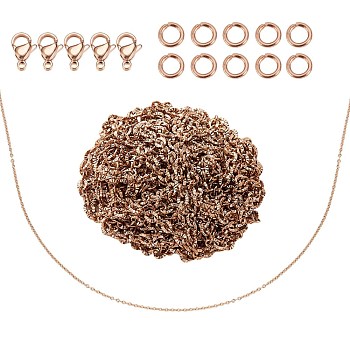 DIY 304 Stainless Steel Cable Chains Necklace Making Kits, Including 2m Chains, Lobster Claw Clasps & Jump Rings, Rose Gold, 2x1.8x0.3mm.  2m