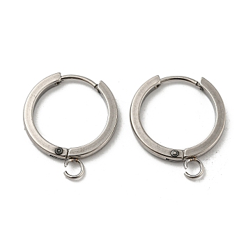201 Stainless Steel Huggie Hoop Earrings Findings, with Vertical Loop, with 316 Surgical Stainless Steel Earring Pins, Ring, Stainless Steel Color, 18x2mm, Hole: 2.7mm, Pin: 1mm
