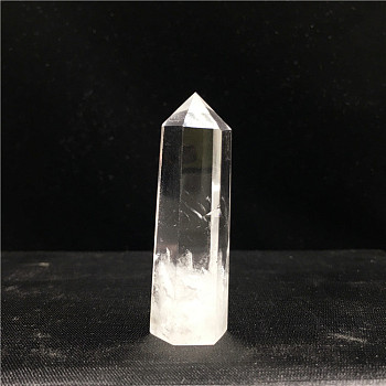 Point Tower Natural Quartz Crystal Home Display Decoration, Healing Stone Wands, for Reiki Chakra Meditation Therapy Decos, Hexagon Prism, 80~90mm