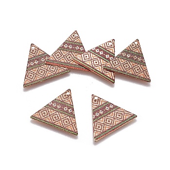 Printed Iron Pendants, Triangle, Light Gold, Colorful, 19.5x22x0.5mm, Hole: 1.6mm
