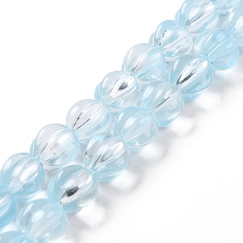Transparent Glass Beads Strands, Lantern, Light Sky Blue, 10.5x9.5x10.5mm, Hole: 1mm, about 38pcs/strand, 15.24 inch(38.7cm)