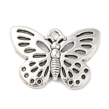 Alloy Pendants, Cadmium Free & Lead Free, Butterfly, Antique Silver, 18x25x2mm, Hole: 1mm