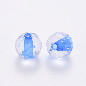 Transparent Acrylic Beads, Round, Faceted, Royal Blue, 6x5.5mm, Hole: 1.4mm, about 4160pcs/500g