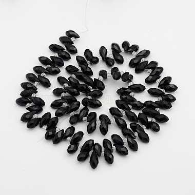 13mm Black Drop Electroplate Glass Beads