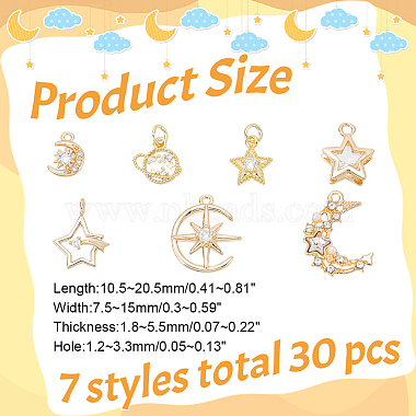 ARRICRAFT Alloy & Brass Cubic Zirconia Charms(ZIRC-AR0001-28)-2