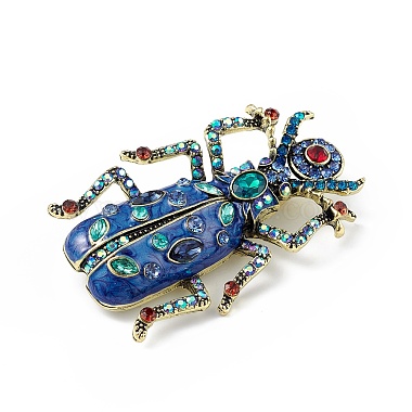 Beetles Enamel Pin with Rhinestone(JEWB-P016-06AG-03)-3