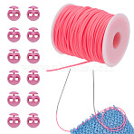 1 Roll Hollow Pipe PVC Tubular Synthetic Rubber Cord, with 20Pcs Plastic Cord Locks, Deep Pink, 2mm, Hole: 1mm, about 54.68 yards(50m)/roll(RCOR-UN0001-03A)
