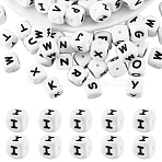 20Pcs White Cube Letter Silicone Beads, Alphabet Beads for Bracelet Necklace Jewelry Making, Focal Beads, Letter I, 12x12x12x12mm, Hole: 2mm(SIL-YWC0003-06I)