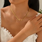 304 Stainless Steel Heart Pendant Necklaces for Women, Golden, 15.87 inch(40.3cm)(NJEW-F376-01G)